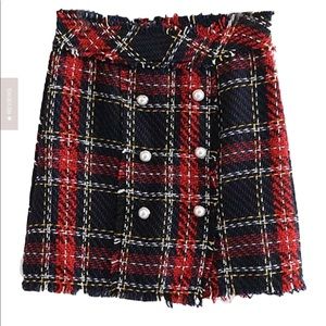 Goodnight Macaroon Tweed Material Plaid Mini Skirt